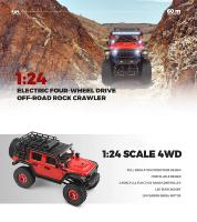 Coche Mini Crawler 1/24 WLTOYS 2428 Jeep Wrangler Rubicon RTF COMPLETO ROJO + Batería extra
