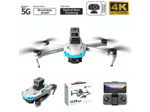 Dron brushless S138 con cámara 4K dual con FPV, altitud estable, evita obstaculos, plegable con 2 baterías