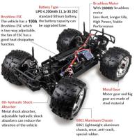 Coche brushless rc MONSTER 1:8 HSP SAVAGERY 75km/h completo con batería y emisora AZUL Truck