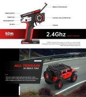 Coche Mini Crawler 1/24 WLTOYS 2428 Jeep Wrangler Rubicon RTF COMPLETO ROJO + Batería extra